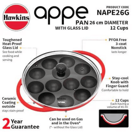  12 Cups with Glass lid Nonstick (NAPE26G)