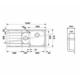 Franke NEPTUNE (NET 651) (Right Hand Side Drainbord) (1000x510) Stainless Steel 0.8mm Microdecor Finish Tap Mounted One and Half Bowl with Drainer Sink  101.0253.263