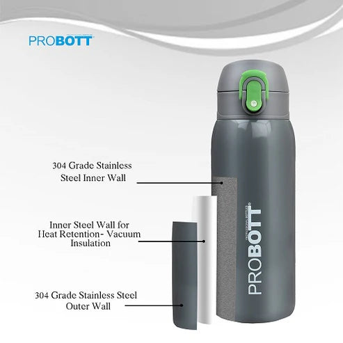 Little 230ml Kids Thermos Flask – Stainless Steel Vacuum Insulated Water Bottle with One-Click Flip Lid, Leak-Proof, Dark Blue | PB 230-01