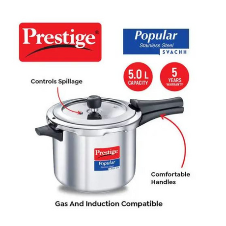 PRESTIGE 5 LITRE POPULAR STAINLESS STEEL SVACHH PRESSURE COOKERS (20173)