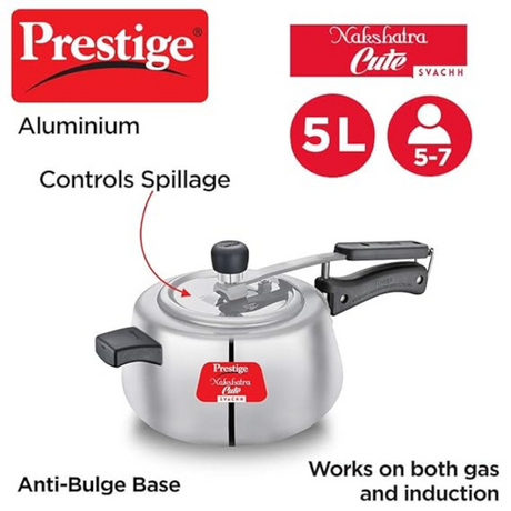 Prestige 5 Ltr Nakshatra Cute Aluminium Savachh Pressure Cookers (10788)