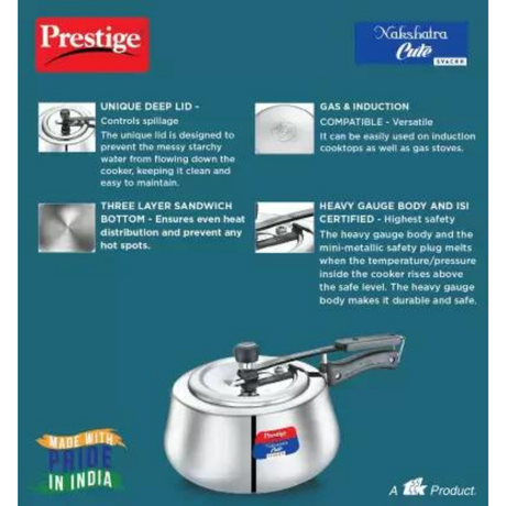 Prestige 3 Ltr Nakshatra Cute Savachh Pressure Cookers (20148)