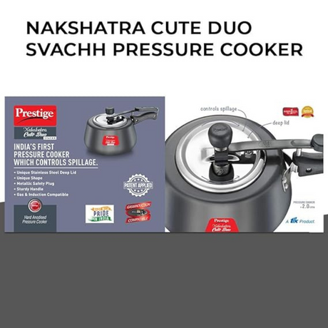 Prestige 2 Ltr Nakshatra Cute Hard Anodised Savachh Pressure Cookers (20259)