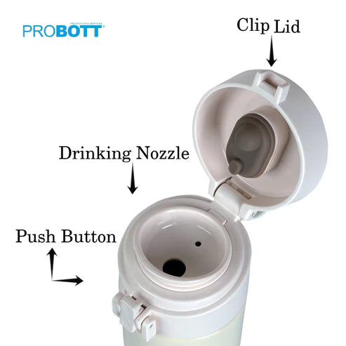 Glitter 300ml Travel Flask – Hot & Cold Vacuum Insulated Stainless Steel with Flip Top Cap, White | PB 300-05