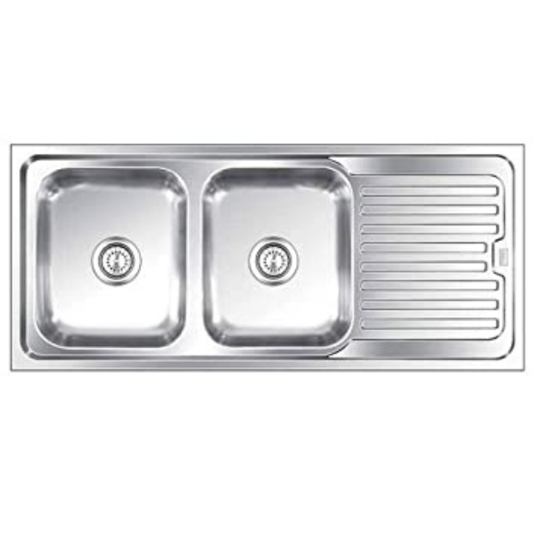 Franke Stainless Steel RSX 621 (55x18) 0.8mm EUROPEAN SATIN FINISH Double Bowl with Drain Board Sink 101.0539.496
