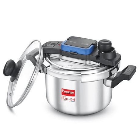 Prestige Svachh Flip on Stainless Steel Pressure Cooker With Glass Lid, 5 Litre (20157)