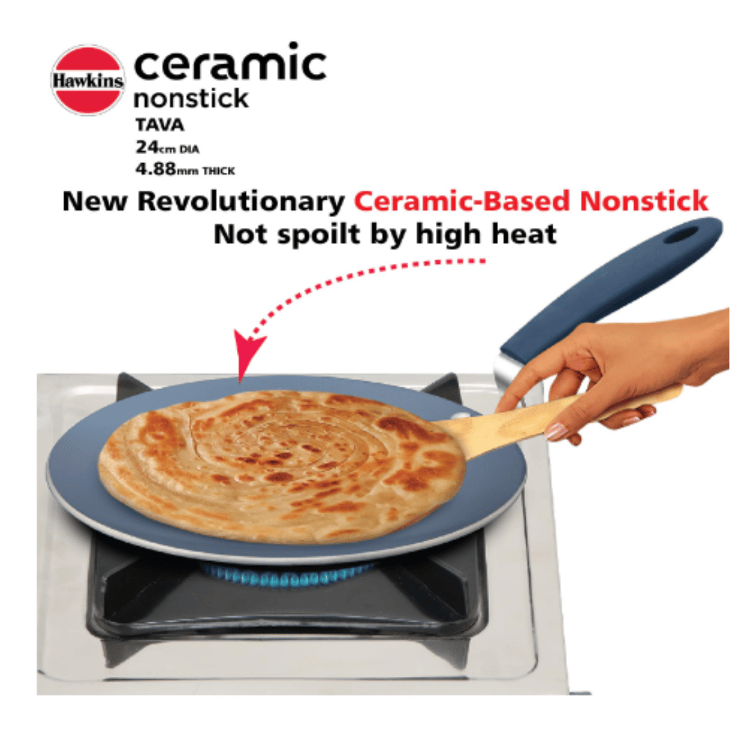 Hawkins 24 cm Ceramic Nonstick Tava, Granite Griddle ICT24