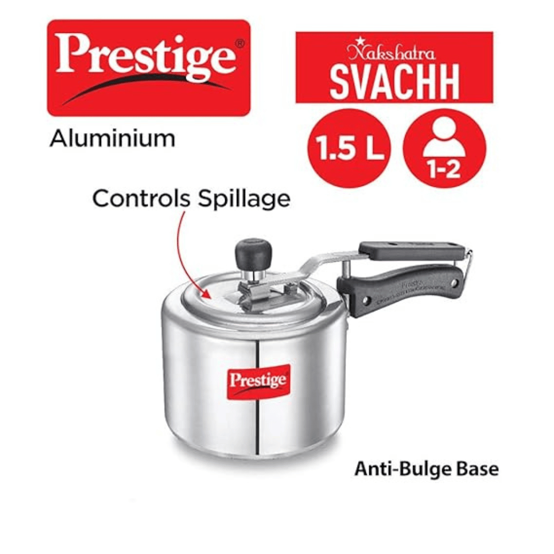 Prestige 1.5L Nakshtra Svachh Aluminium Spillage Control Pressure Cooker (10738)