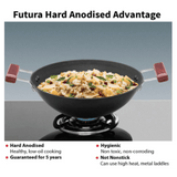 Hawkins 3 Litre Futura Hard Anodised Deep Fry Pan, Without Lid, Black, AD30