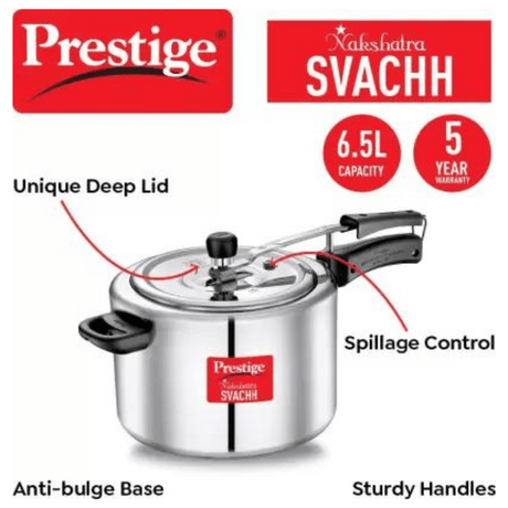 Prestige 6.5L Nakshtra Svachh Aluminium Spillage Control Pressure Cooker (10740)