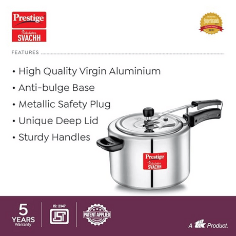 Prestige 8L Nakshtra Svachh Aluminium Inner Lid Pressure Cooker (10742)