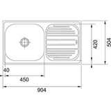 Franke 611 X OMNI (904x504/36x20)  Stainless Steel 1mm European Satin Finish Single Bowl with Drain Board Sink 101.0153.112