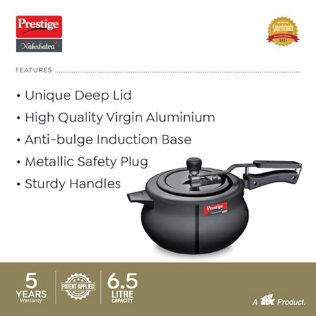 Prestige 6.5L Nakshtra Svachh Hard Anodised Spillage Control Handi Pressure Cooker (10762)