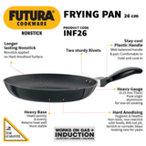 Hawkins 26 cm Futura Frying Pan, Non Stick, Induction, Black INF26