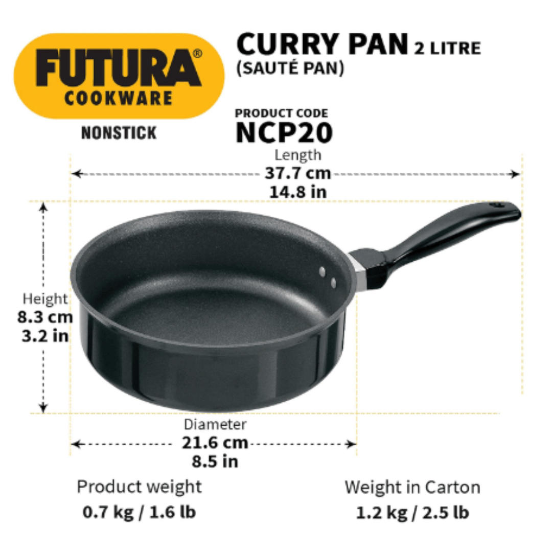 Hawkins 2 Ltr Futura Nonstick Curry Pan, 20 cm Black NCP20