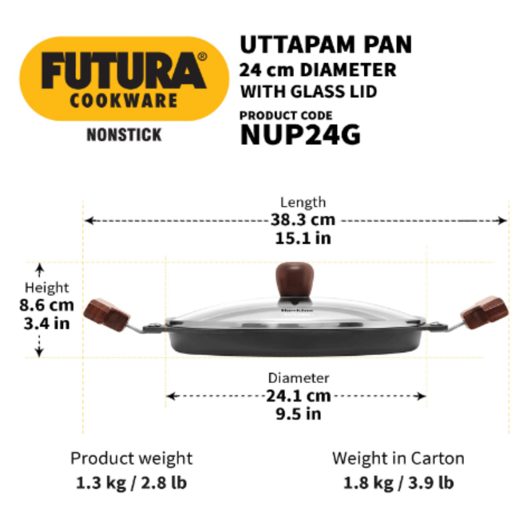 Hawkins 24 cm Futura Nonstick Uttapam Pan, Black NUP24G