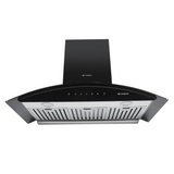 Faber Aura Direct Drive BF AC SC BK 90cm Auto Clean Wall Mounted Chimney Baffle Filter Black Tempered Glass 3 Speed Gesture