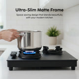 3 Burner Ultra Slim Matte Glass LPG Stove with Forged Brass Burners (CT1037USMG)