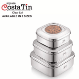 JVL Stainless Steel 1350ml Square Costa Tin Shape Container Box With Clear Lid (SCC-1) 
