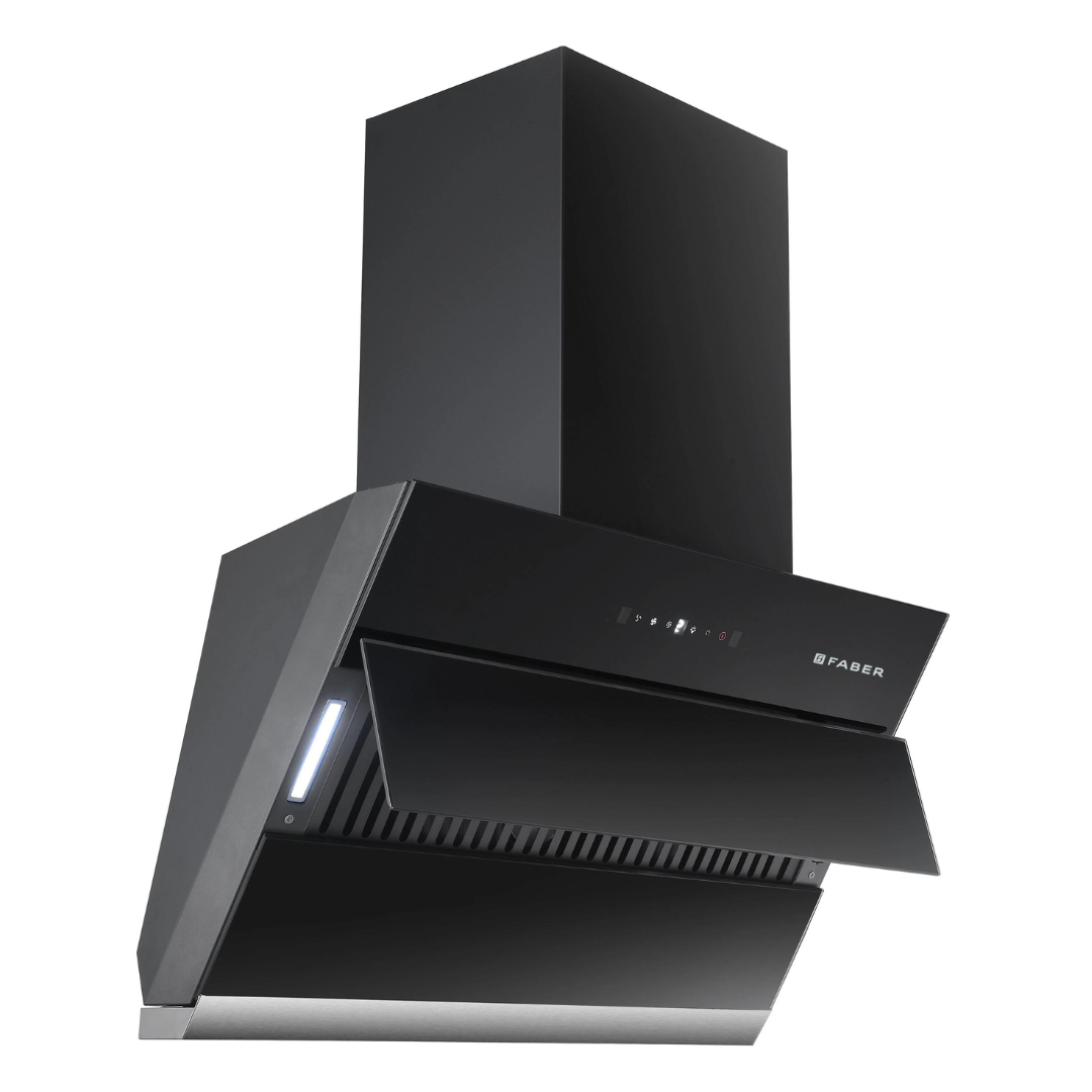 Faber Zenith FL SC AC BK 60 1350m3/Hr  Wall Mounted Chimney Kitchen Hood With Auto clean Technology Filterless Touch Control Black
