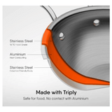 Stahl 1.8 L Triply Stainless Steel Kadai with Lid, Deep Frying Pan with Round Bottom, 4750