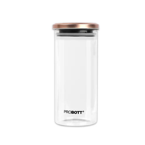 Vetroware 1300ml Glass Jar – Round Container with Golden Metal Airtight Cap – Premium, Crystal Clear, Rust-Proof