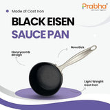 Prabha Black Eisen Cast Iron Saucepan With Steel Handle