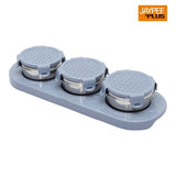 Jaypee plus ZETA-3 Airtight Inner Stainless Steel Dry Fruit Container Set of 3 with Tray 3N - 350 ml VALLEY BLUE