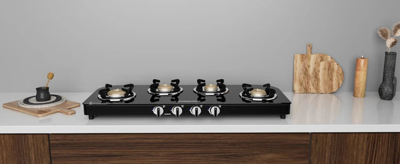 Olympic Gold 4 Burner Gas Stove Manual Ignition Glass Top