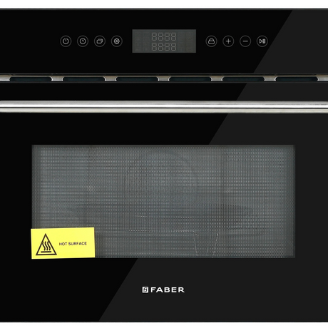 Faber FPM 621 BK 38 liters 60cm Built-In Microwave Oven Grill with Convection Fully Electric Control Black Glass Finish
