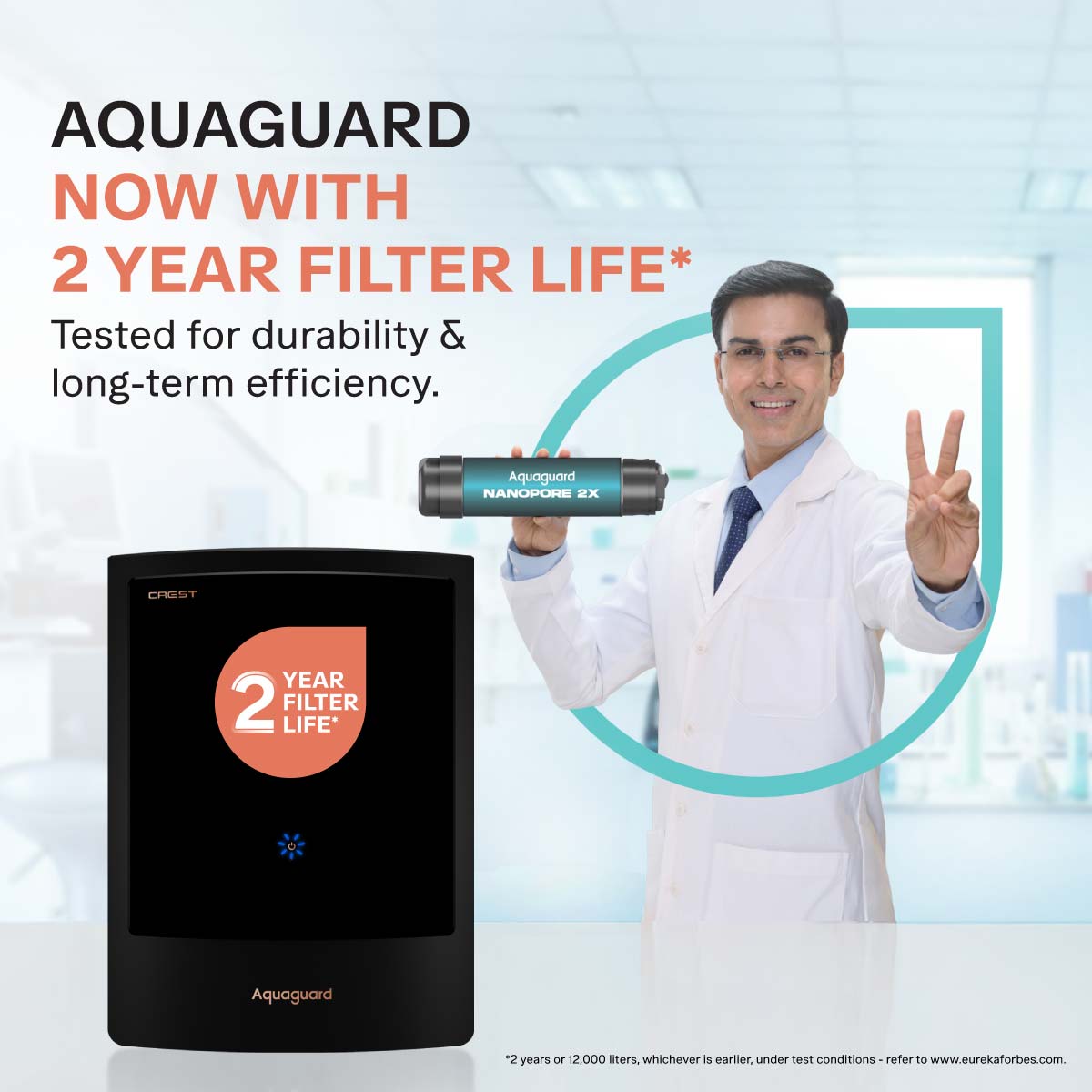 Enrich Crest UV 2X Water Purifier | 2 Year Filter Life | With Mega Sediment Filter