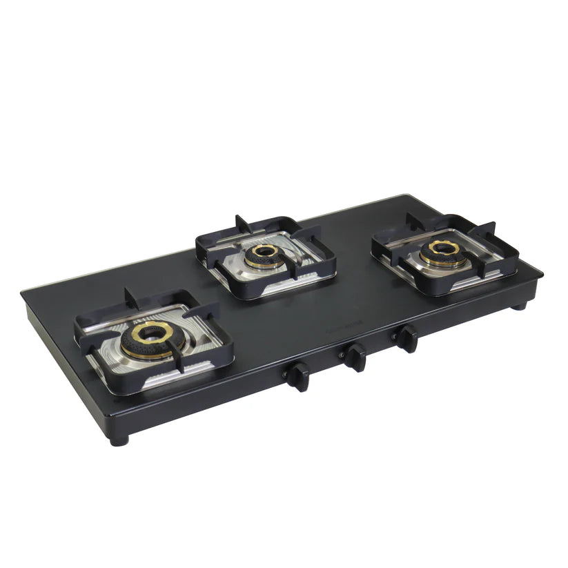 Thar 3 Burner Matte Glass Cooktop Manual Ignition