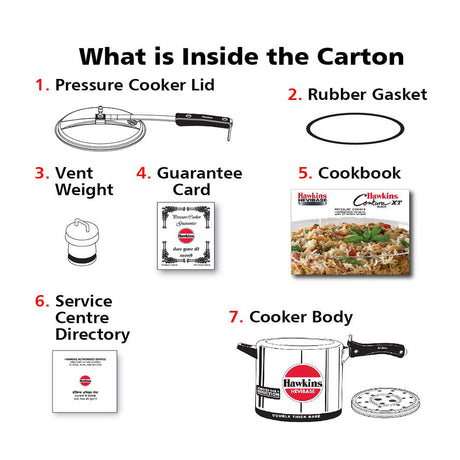 Hawkins Hevibase Pressure Cooker Hevibase 8 Litre: IH80 with Hawkins Genuine 2 Gasket & 2 Safety Valve