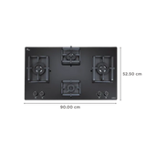FLEXI DFS PRO AB 4B 91 DX Toughened Glass, Auto Ignition Fully Sealed 4 Burners