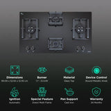 FLEXI DFS PRO AB 4B 91 DX Toughened Glass, Auto Ignition Fully Sealed 4 Burners