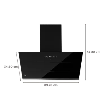 Crompton CHD-SSI90FLX-MBL-Inclined Wall Mounted Chimney 90Cm 