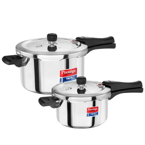 Prestige Tri-Ply Svachh Outer Lid Pressure Cooker Combi Pack 20733