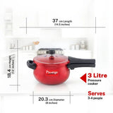 Prestige Deluxe Plus Aluminium Outer Lid Mini Pressure Handi, 3 Litre, Red 10795