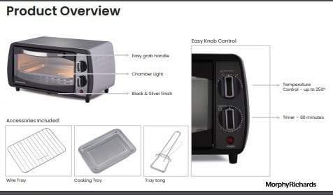 10BL 10L OTG – Compact 800W Oven Toaster Griller with Manual Knob Control & Essential Accessories