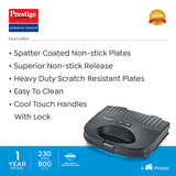 PGFSP - Spatter Coated Non-stick Sandwich Toaster with Fixed Grill Plate, Black