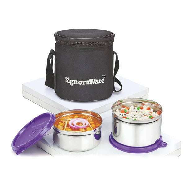 Executive Stainless Steel Lunch Box Set, Set of 2, Small Avialable in  Red, Blue, Violet