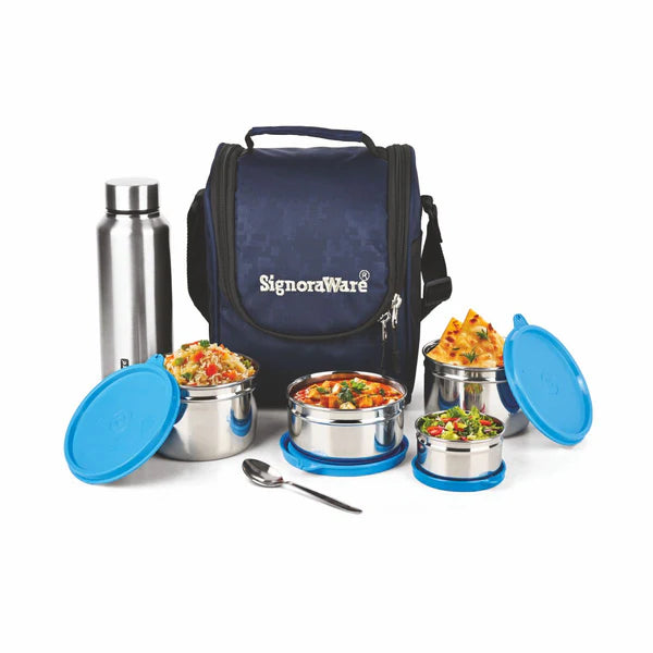 SignoraWare Premium Steel Lunch Box Colour: Blue, Black, E Green, Red, E Blue
