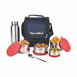 SignoraWare Premium Steel Lunch Box Colour: Blue, Black, E Green, Red, E Blue