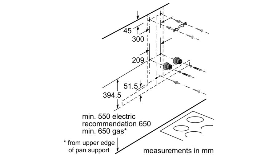 BOSCH CHIMNEY WALL MOUNTED HOODS 90 CM DWB091K50
