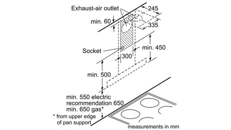 BOSCH CHIMNEY WALL MOUNTED HOODS 90 CM DWB091K50
