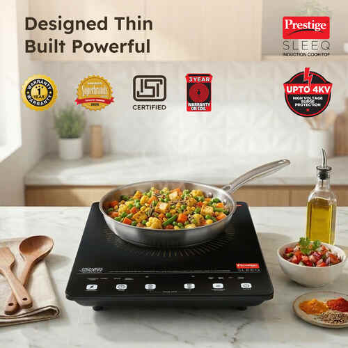 Sleeq 2300W Induction Cooktop with 7 Preset Indian Menus, 4kV Surge Protection & Soft Touch Controls