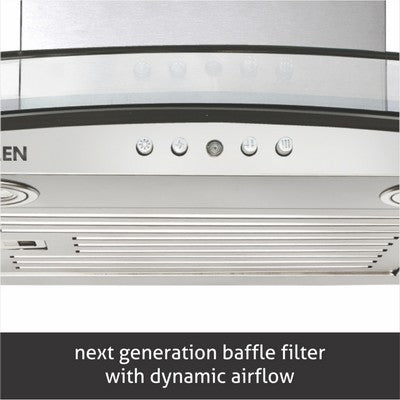 Glen Kitchen Chimney 6071 EX 60cm Baffle Filter 1000 m3/h