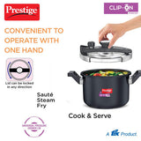 Prestige Clip-on Svachh Hard Anodised Spillage Control Pressure Cooker, 5 L (Black) 20242
