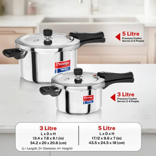 Prestige Tri-Ply Svachh Outer Lid Pressure Cooker Combi Pack 20733