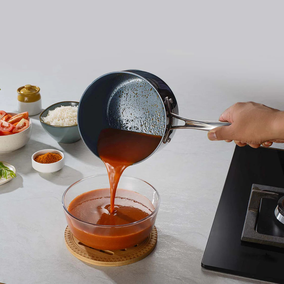 Tramontina Fusao 16cm Triply Ceramic Sauce Pan with SS Lid